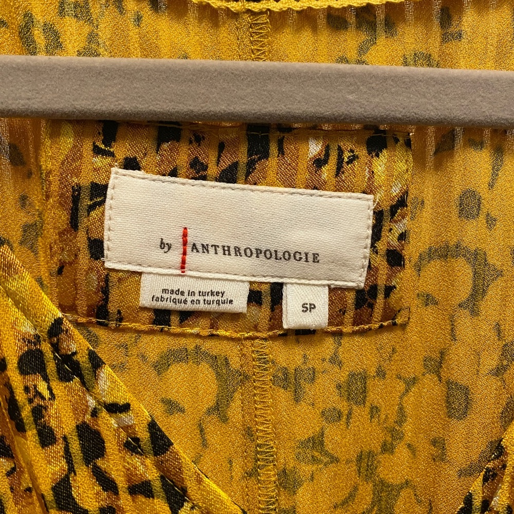 Anthropologie Mustard Leopard Print Dress
